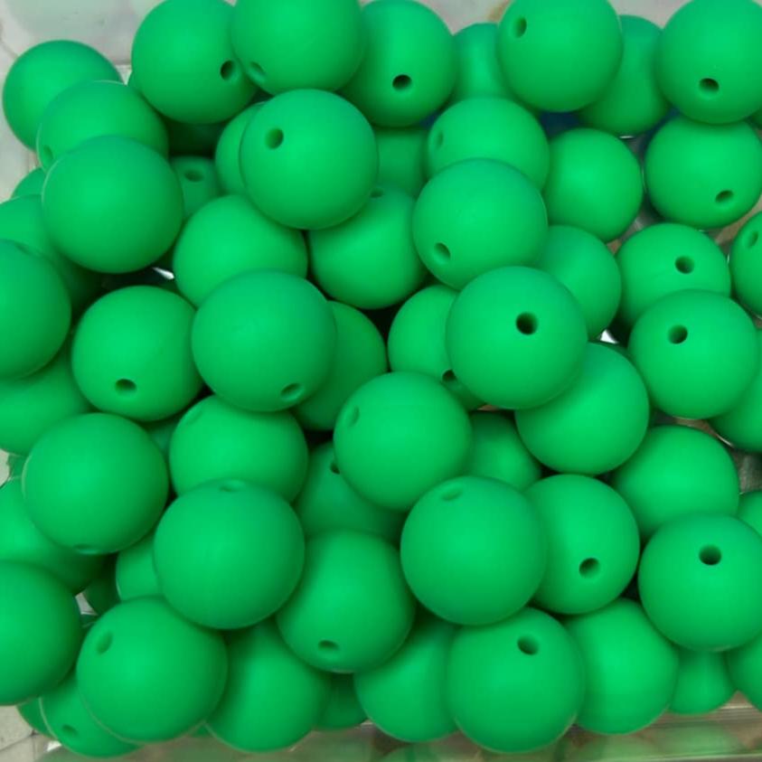 15mm Kelly Green Silicone Bead (5 pack)