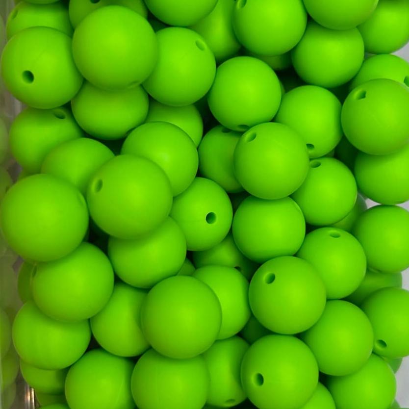 15mm Lime Green Silicone Bead (5 pack)