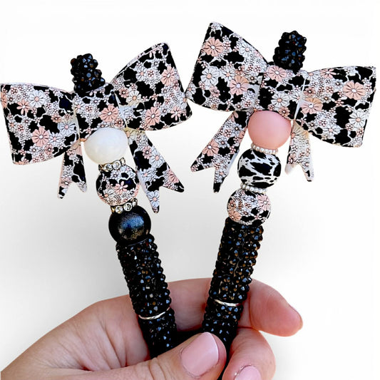 Daisy Cow Bow Straw Toppers - Exclusive