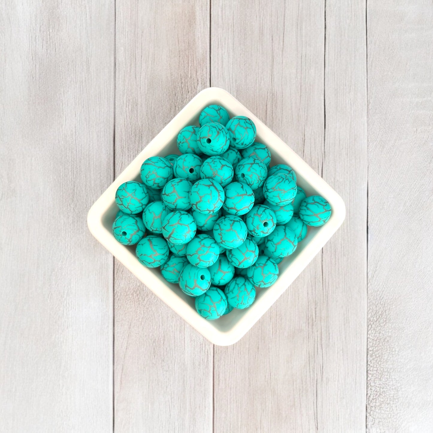 15mm Crackle Printed Silicone Bead (5 pack)