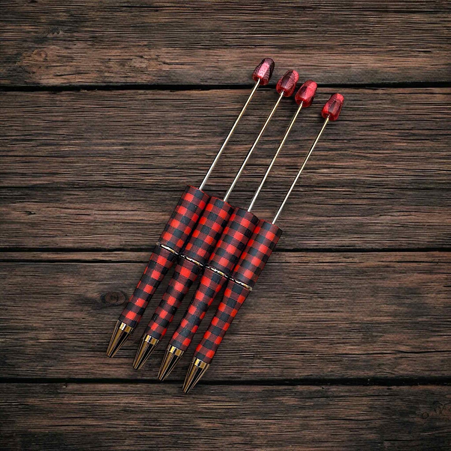 Red & Black Plaid Beadable Pen