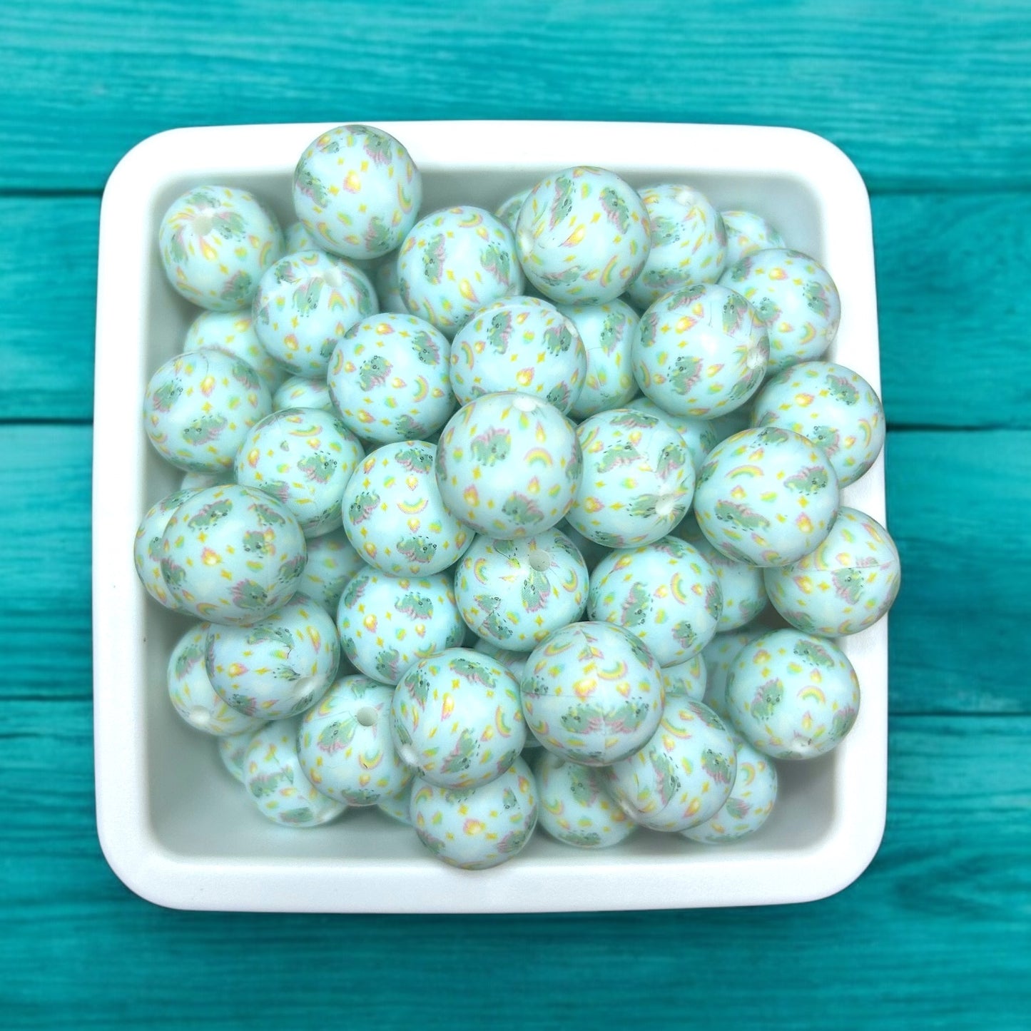 15mm Baby Dragon Printed Silicone Bead (5 pack)
