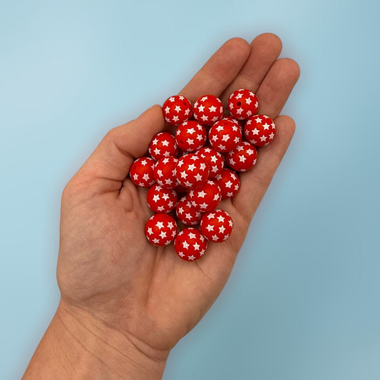 Patriotic 15mm Silicone Beads (Pack of 5)