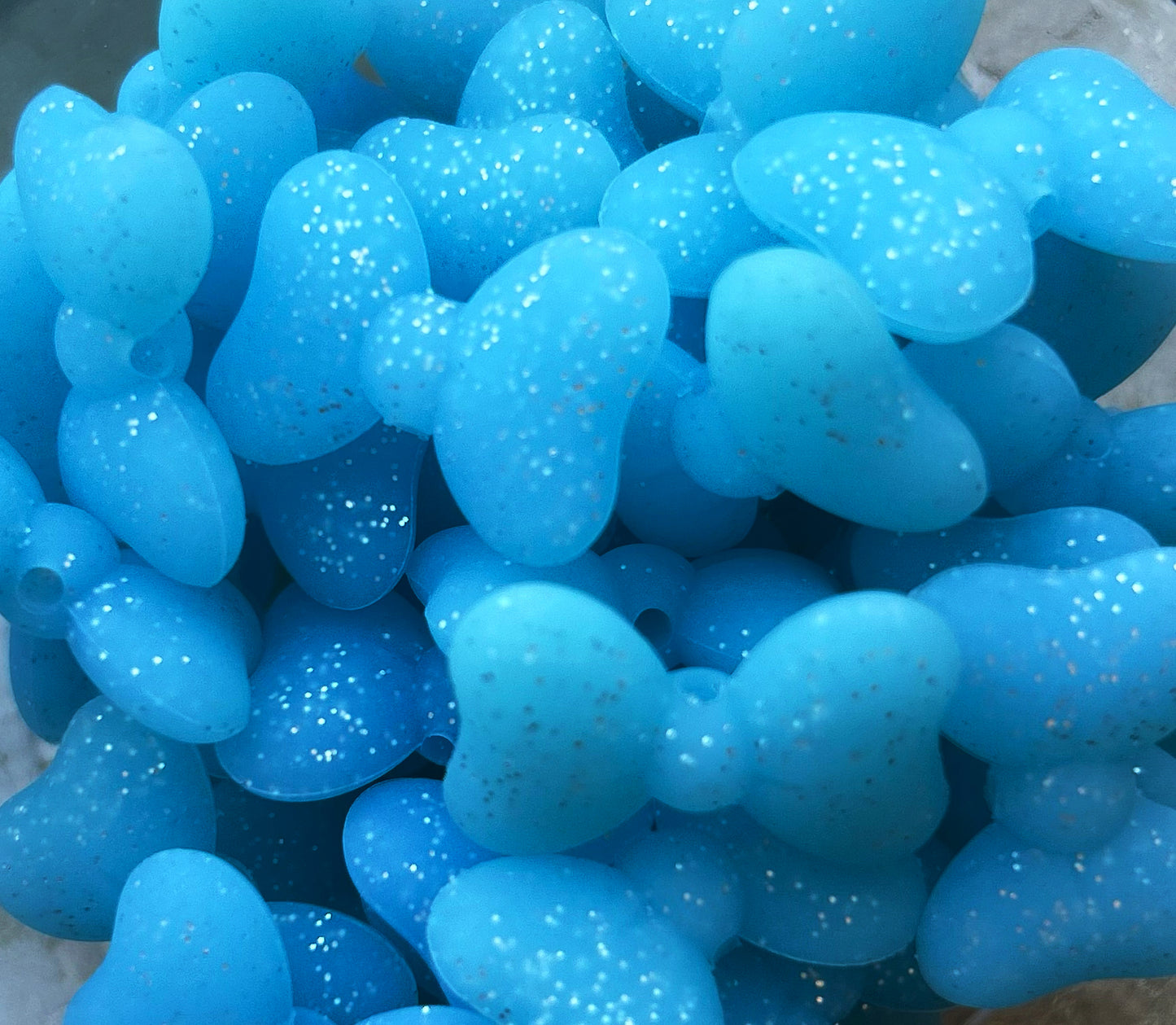 Light Blue Bow Bead (Pack of 2)