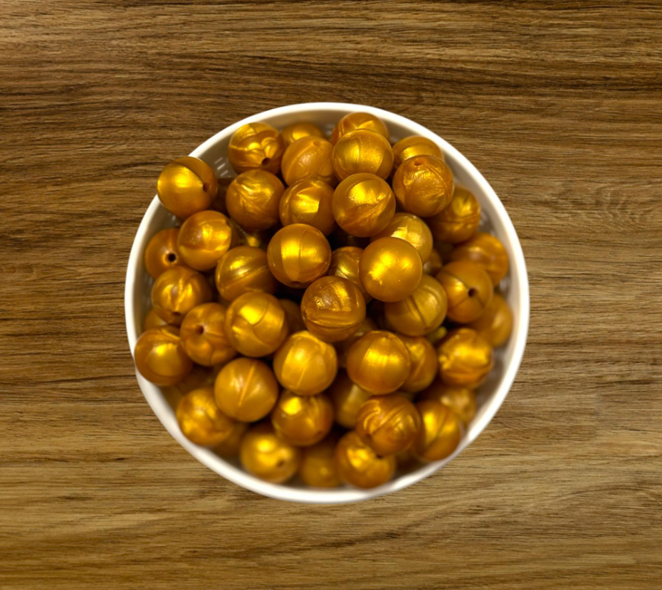 15mm Shiny Gold Silicone Bead (5 pack)