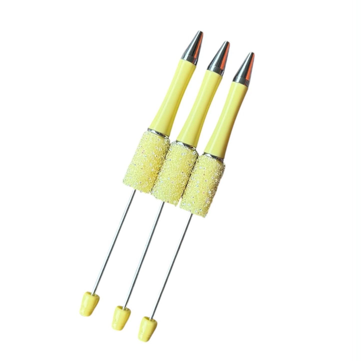 Glitter Wrapped Pastel Yellow Beadable Pen