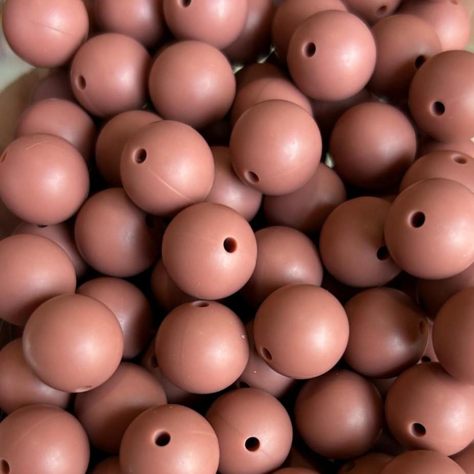 15mm Light Mahogany Silicone Bead (5 pack)