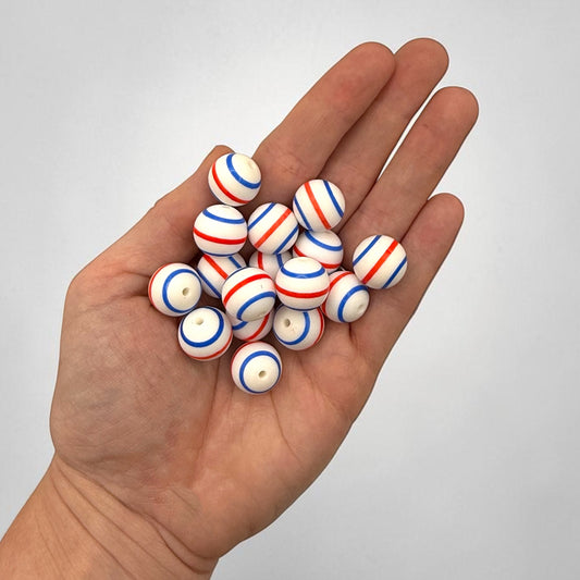 Patriotic 15mm Silicone Beads (Pack of 5)