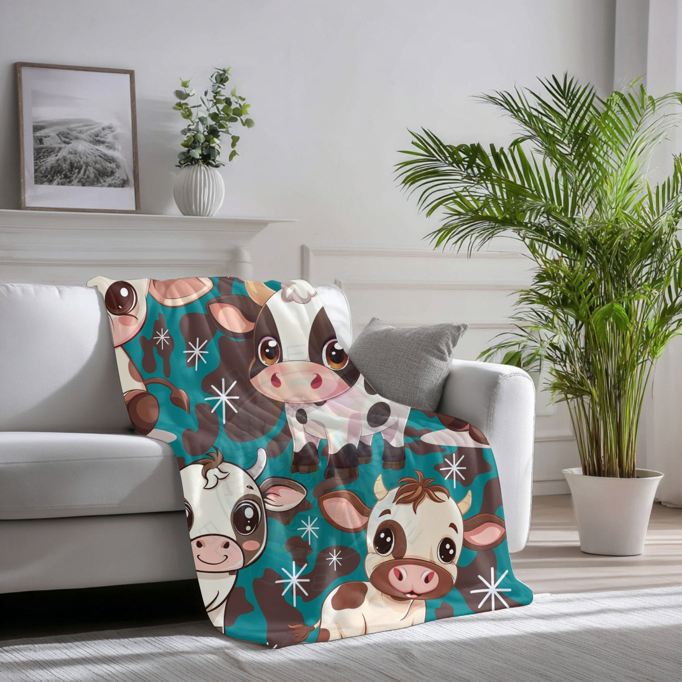 PRESALE PLEASE READ Turquoise Cute Cow 70x78" (Exclusive)