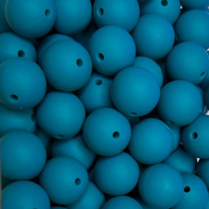 15mm Biscay Bay Blue Silicone Bead (5 pack)