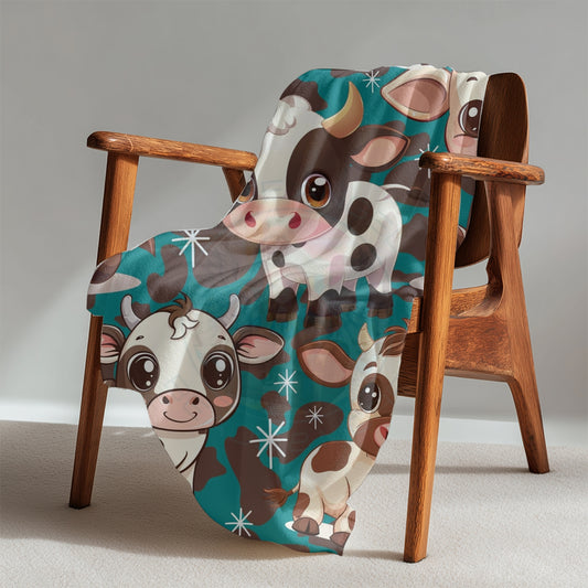 Turquoise Cute Cow 70x78" (Exclusive)