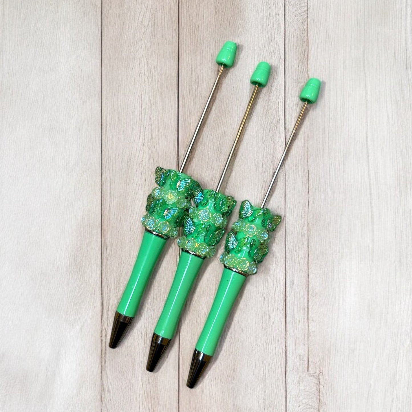 Pretty Flower Butterfly Beadable Pen