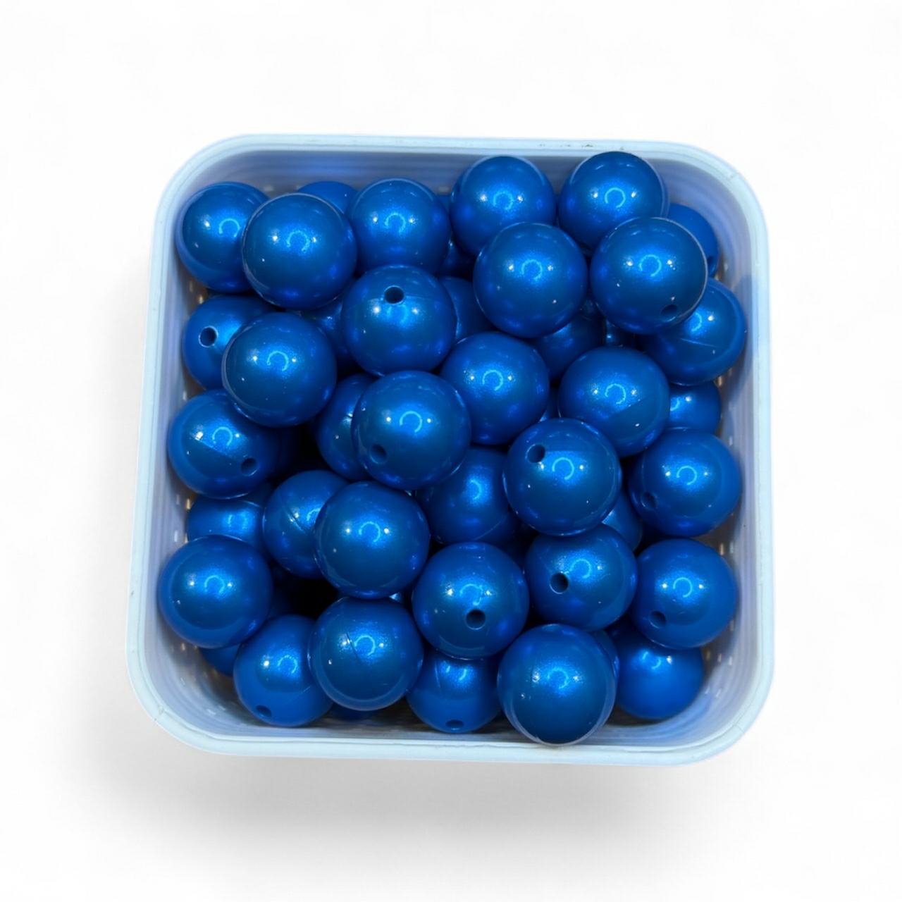15mm Metallic Opal Navy Blue Silicone Bead (5 Pack)