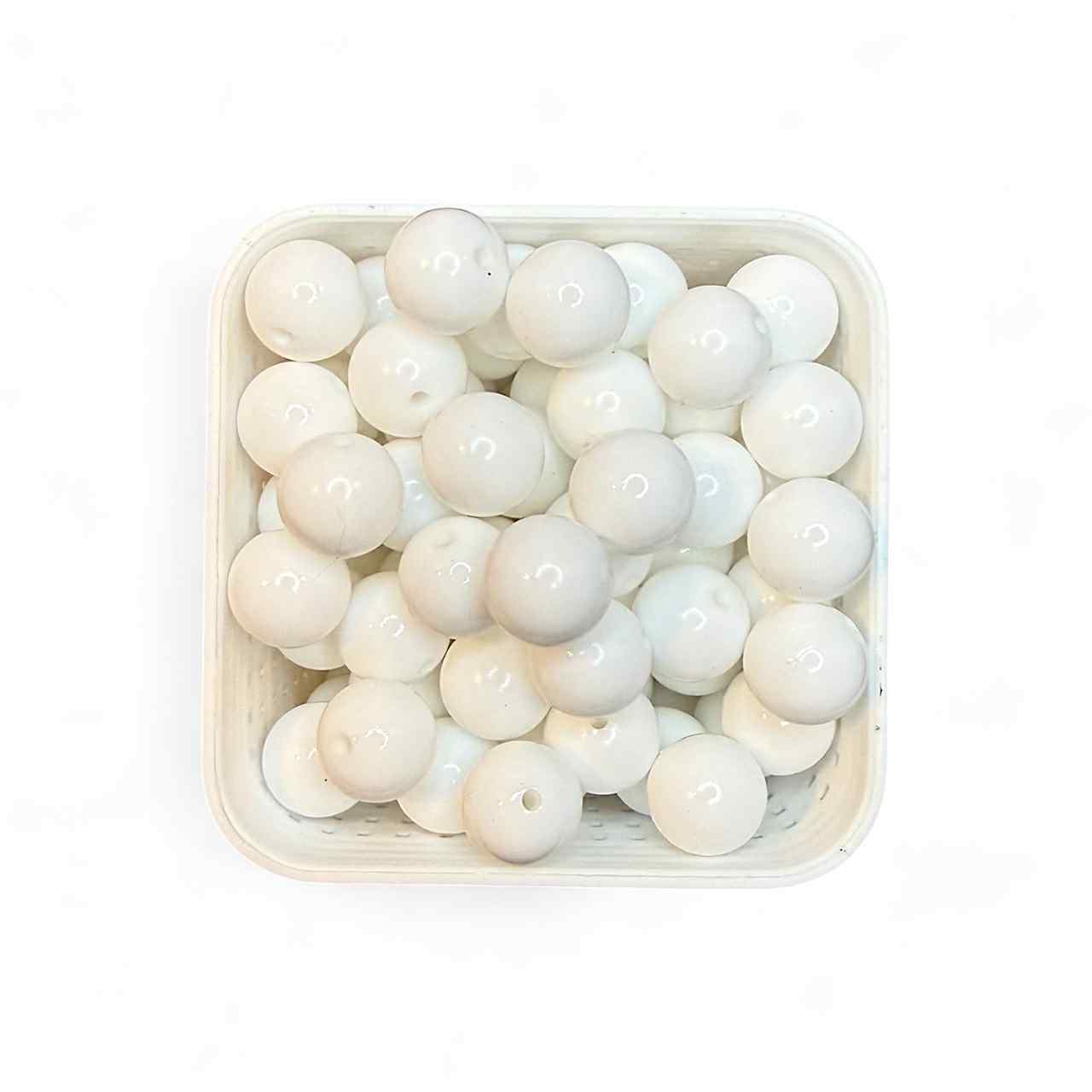 15mm Extra Glossy Opal White Silicone Bead (5 Pack)