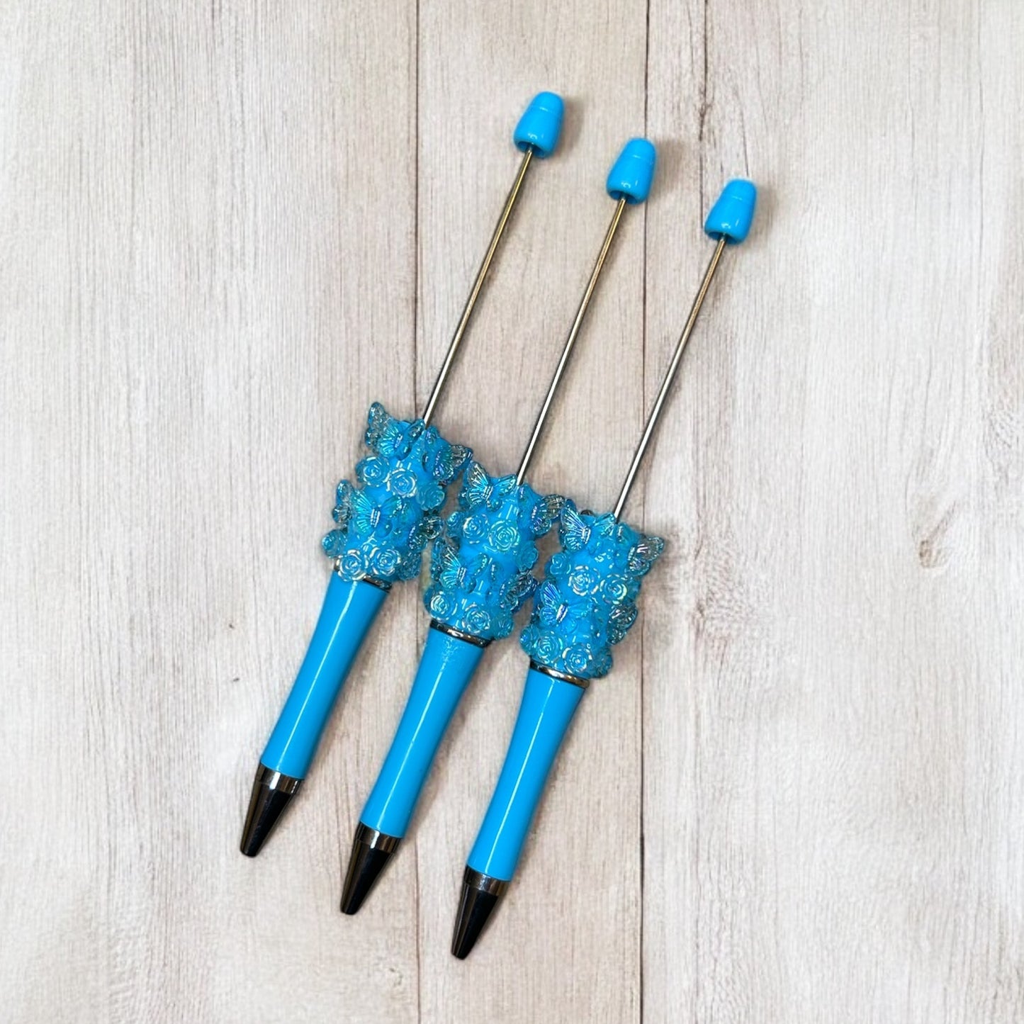 Pretty Flower Butterfly Beadable Pen