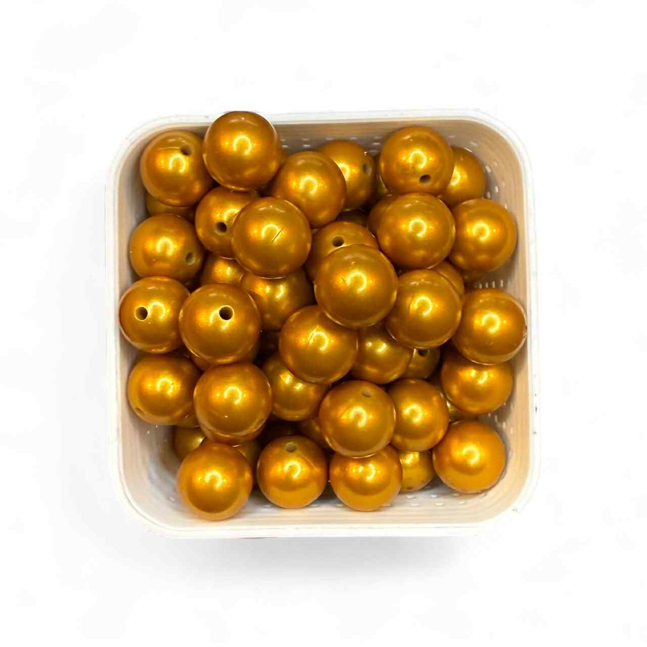 15mm Metallic Opal Dark Gold Silicone Bead (5 Pack)