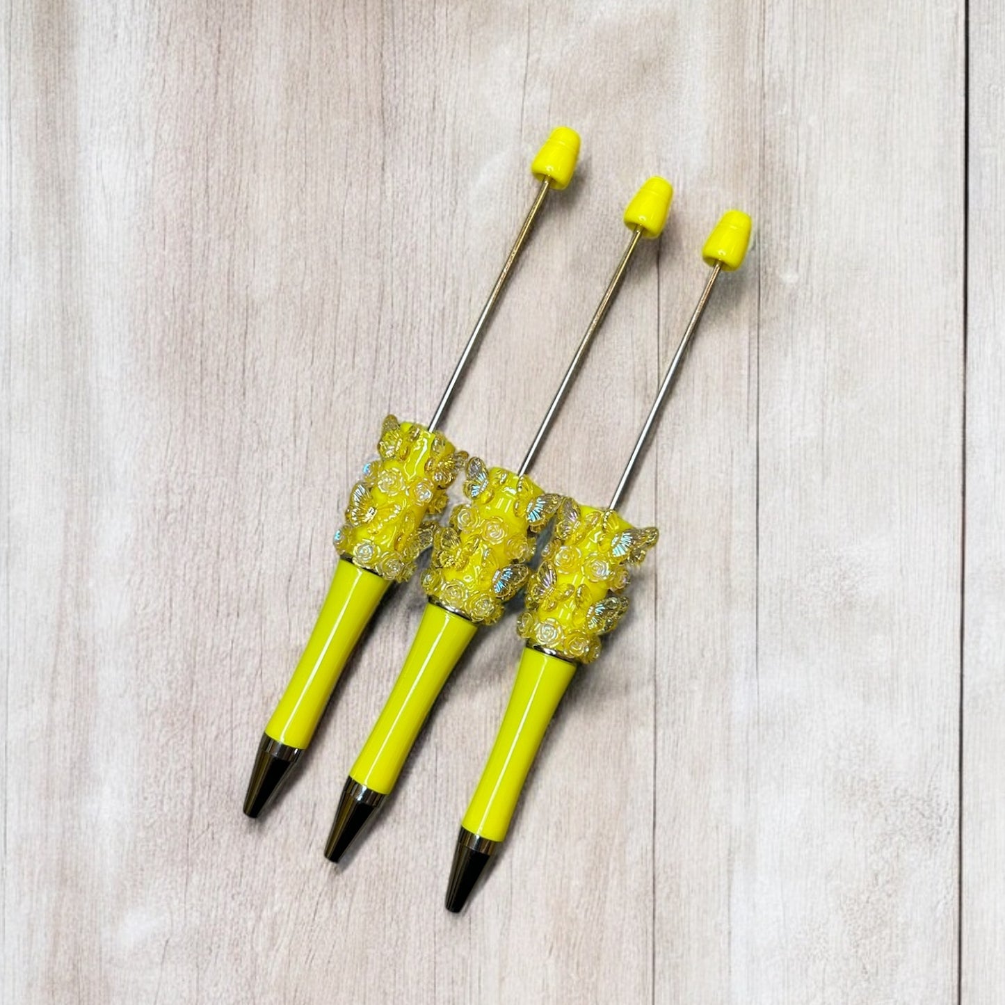 Pretty Flower Butterfly Beadable Pen