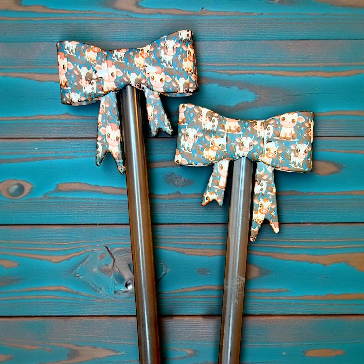 Turquoise Cow Straw Topper - Exclusive