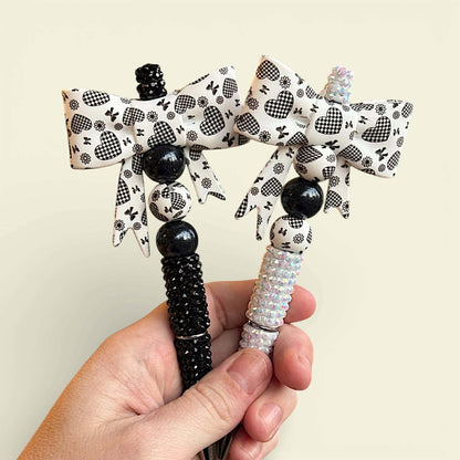 Checkered Hearts Straw Toppers - Exclusive