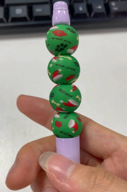 15mm Merry Woofmas Printed Bead (5 pack)