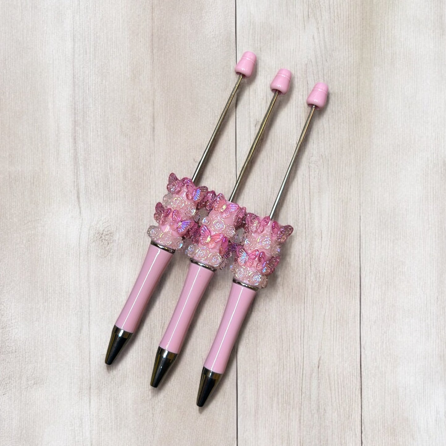Pretty Flower Butterfly Beadable Pen