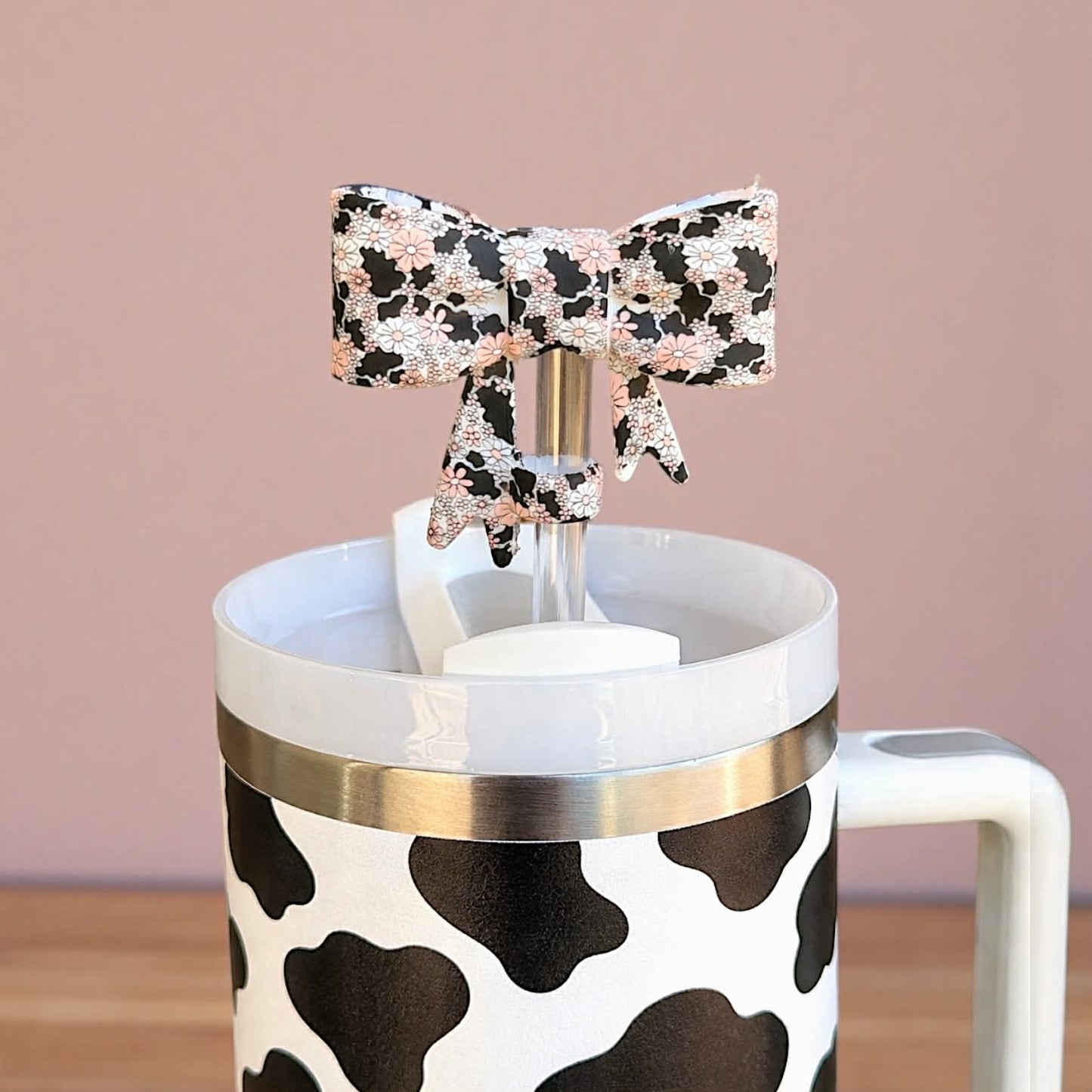 Daisy Cow Bow Straw Toppers - Exclusive