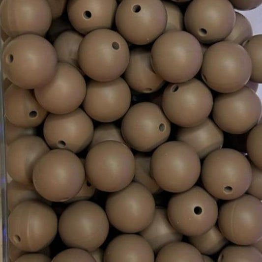 15mm Coffee Brown Silicone Bead (5 pack)