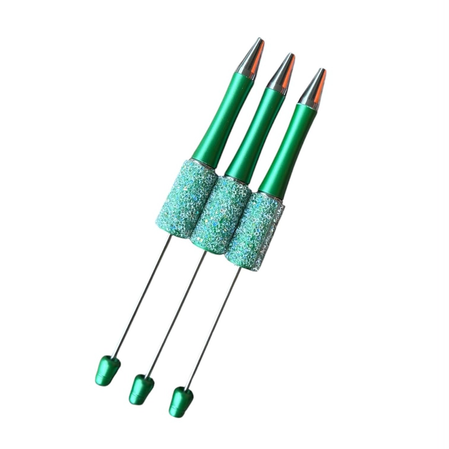 Glitter Wrapped Green Beadable Pen