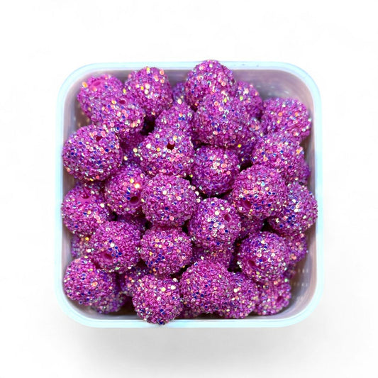 16mm Purple Glitter Rhinestone (5 Pack)