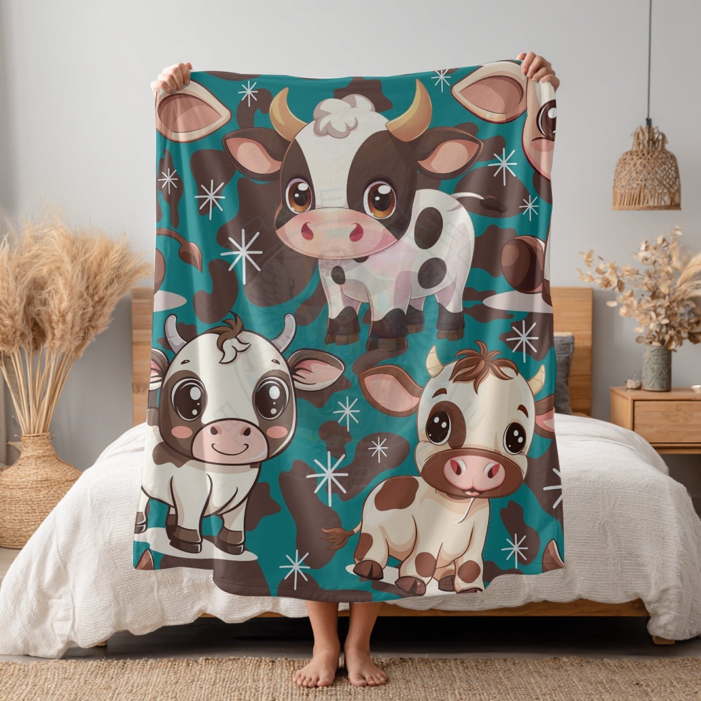 PRESALE PLEASE READ Turquoise Cute Cow 70x78" (Exclusive)