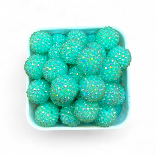 20mm Aqua Turquoise Rhinestone (5 Pack)