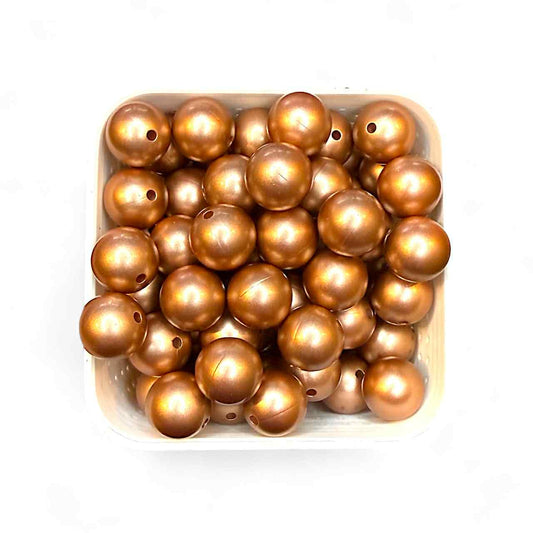 15mm Metallic Opal Rose Gold Silicone Bead (5 Pack)