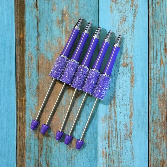 Glitter Wrapped Purple Beadable Pen