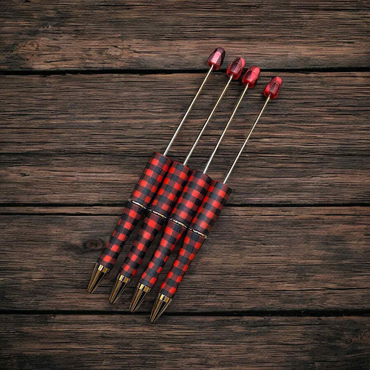 Red & Black Plaid Beadable Pen