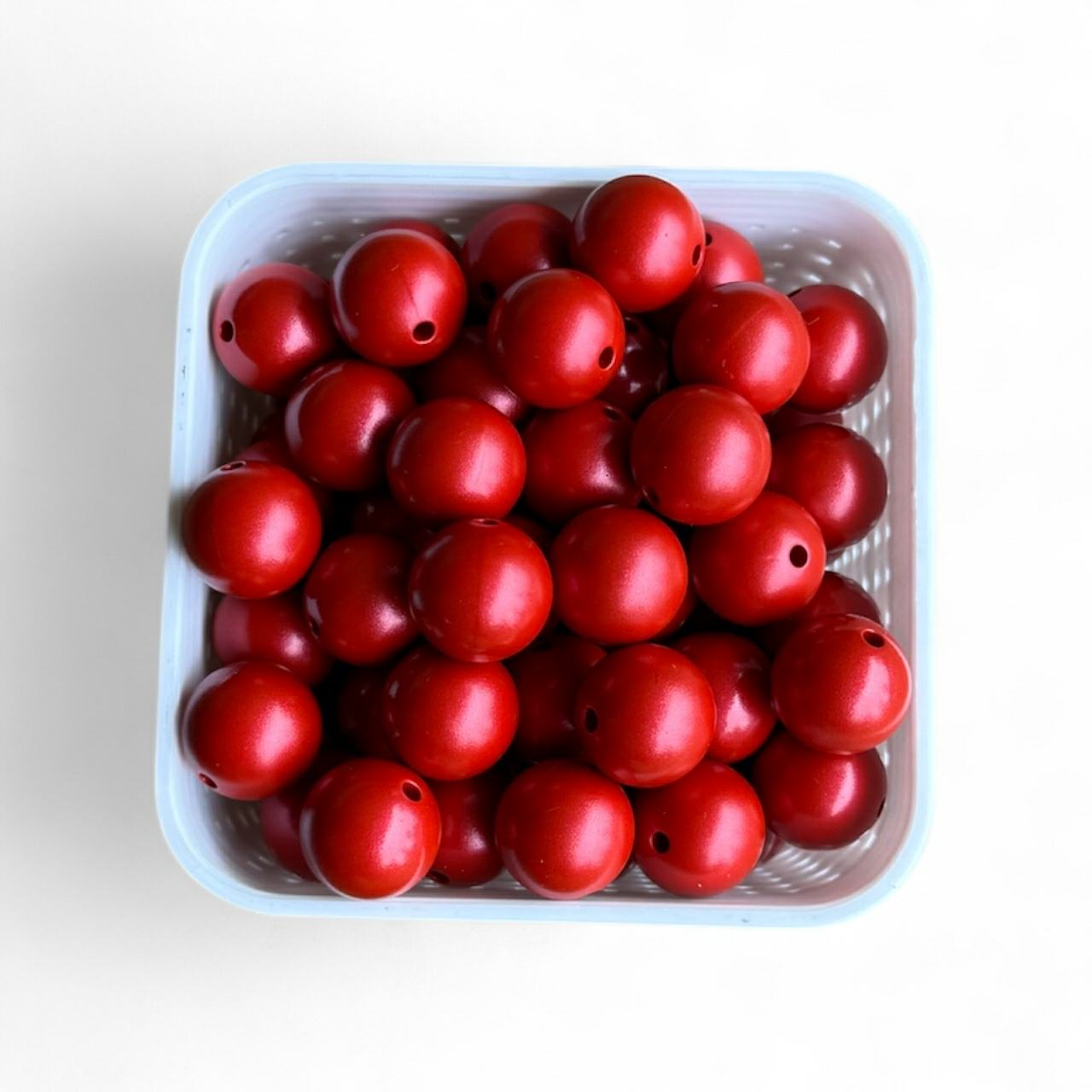 15mm Metallic Opal Red Silicone Bead (5 Pack)