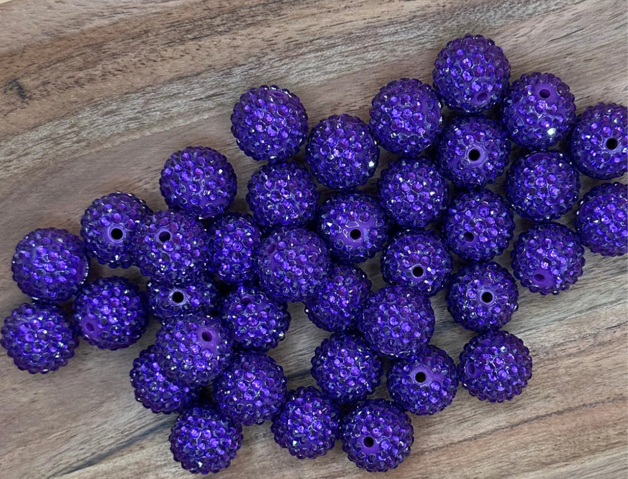 20mm Rhinestone Acrylic - Dark Purple (5 Pack)
