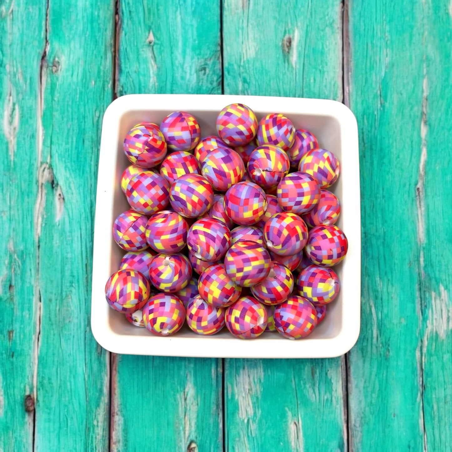 15mm Disco Printed Silicone Bead (5 pack)