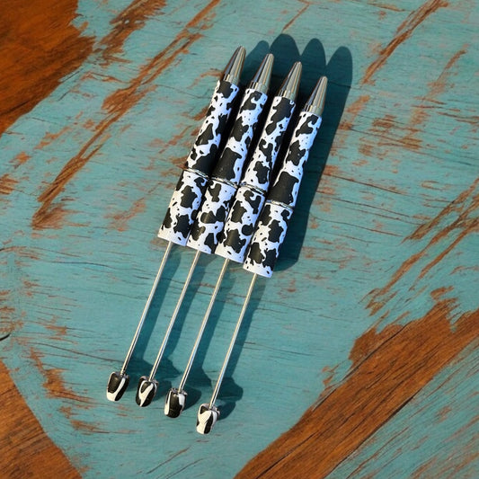 Black Cow Print Beadable Pen