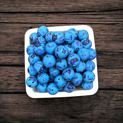 15mm Birthstone Collection Printed Silicone Bead (5 pack)