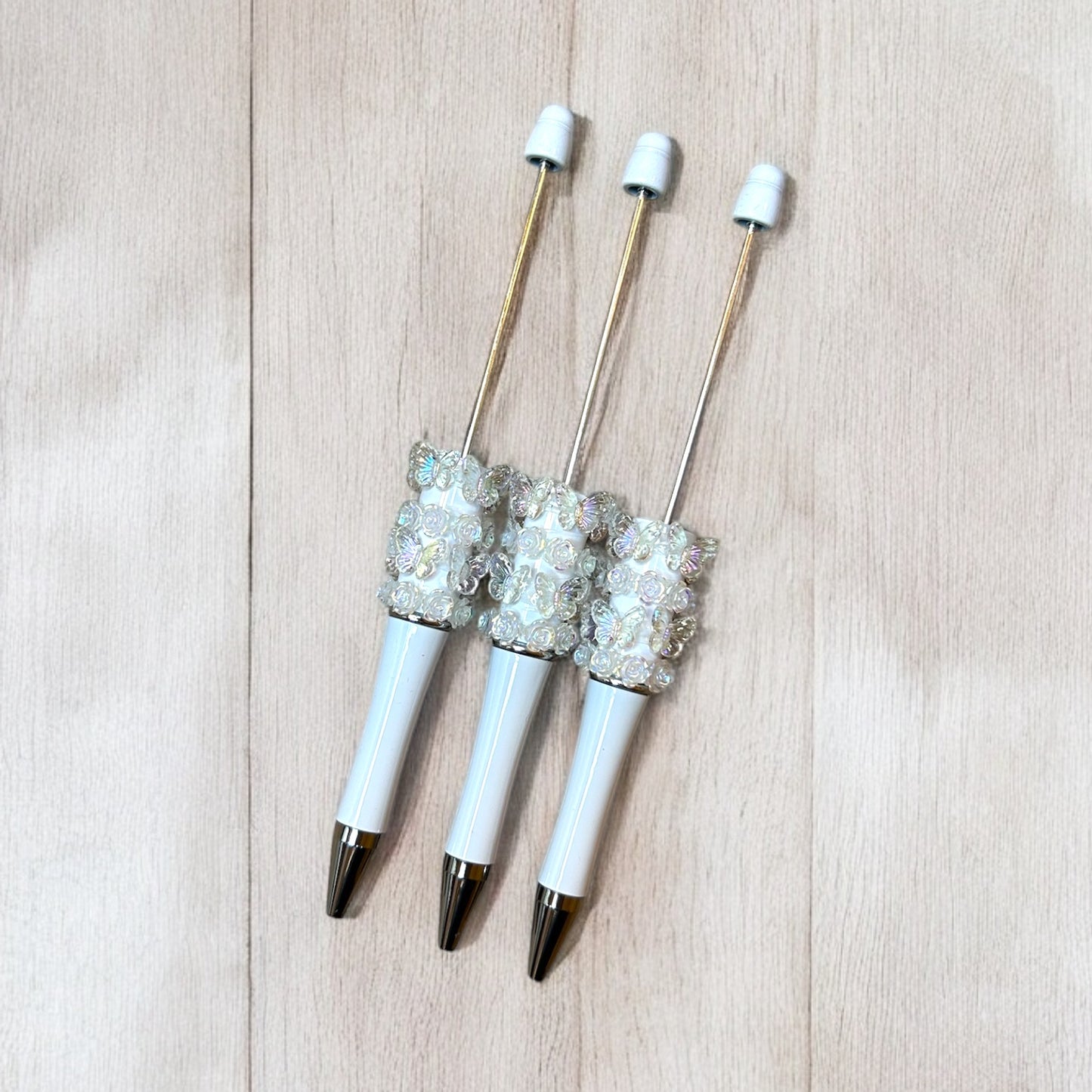 Pretty Flower Butterfly Beadable Pen