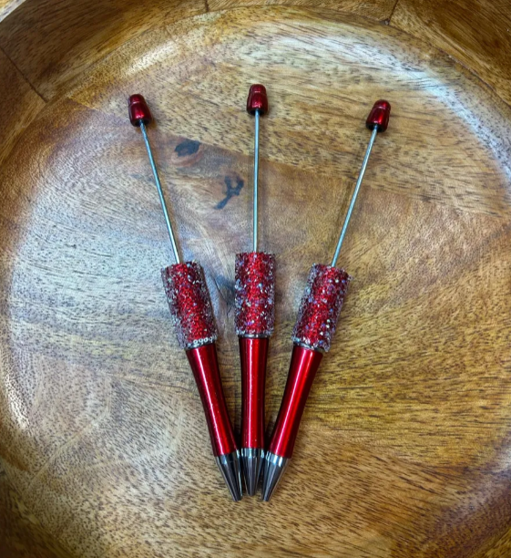 Glitter Wrapped Red Beadable Pen