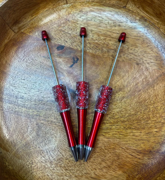 Glitter Wrapped Red Beadable Pen