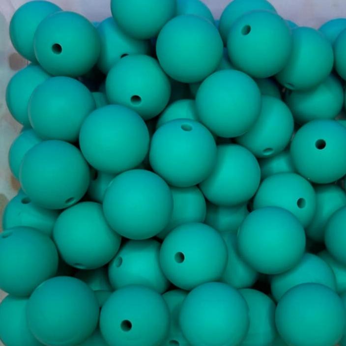 15mm Turquoise Silicone Bead (5 pack)