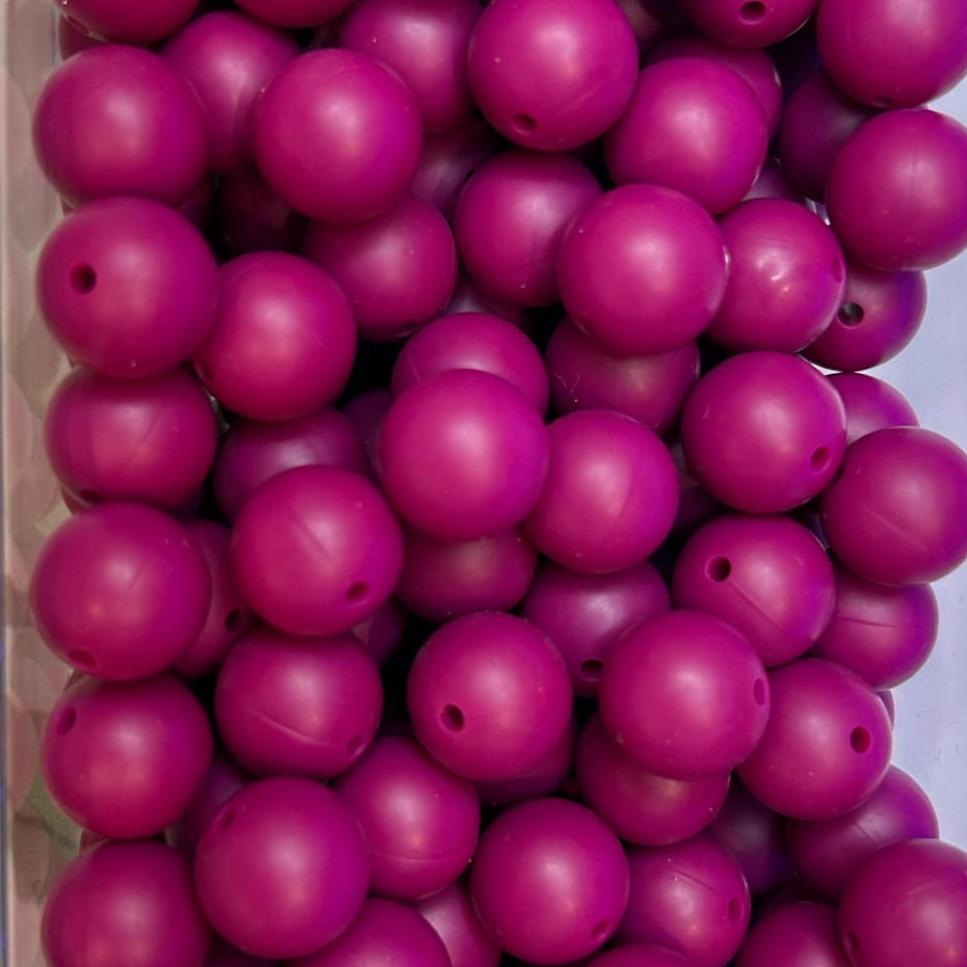 15mm Raspberry Purple Silicone Bead (5 pack)