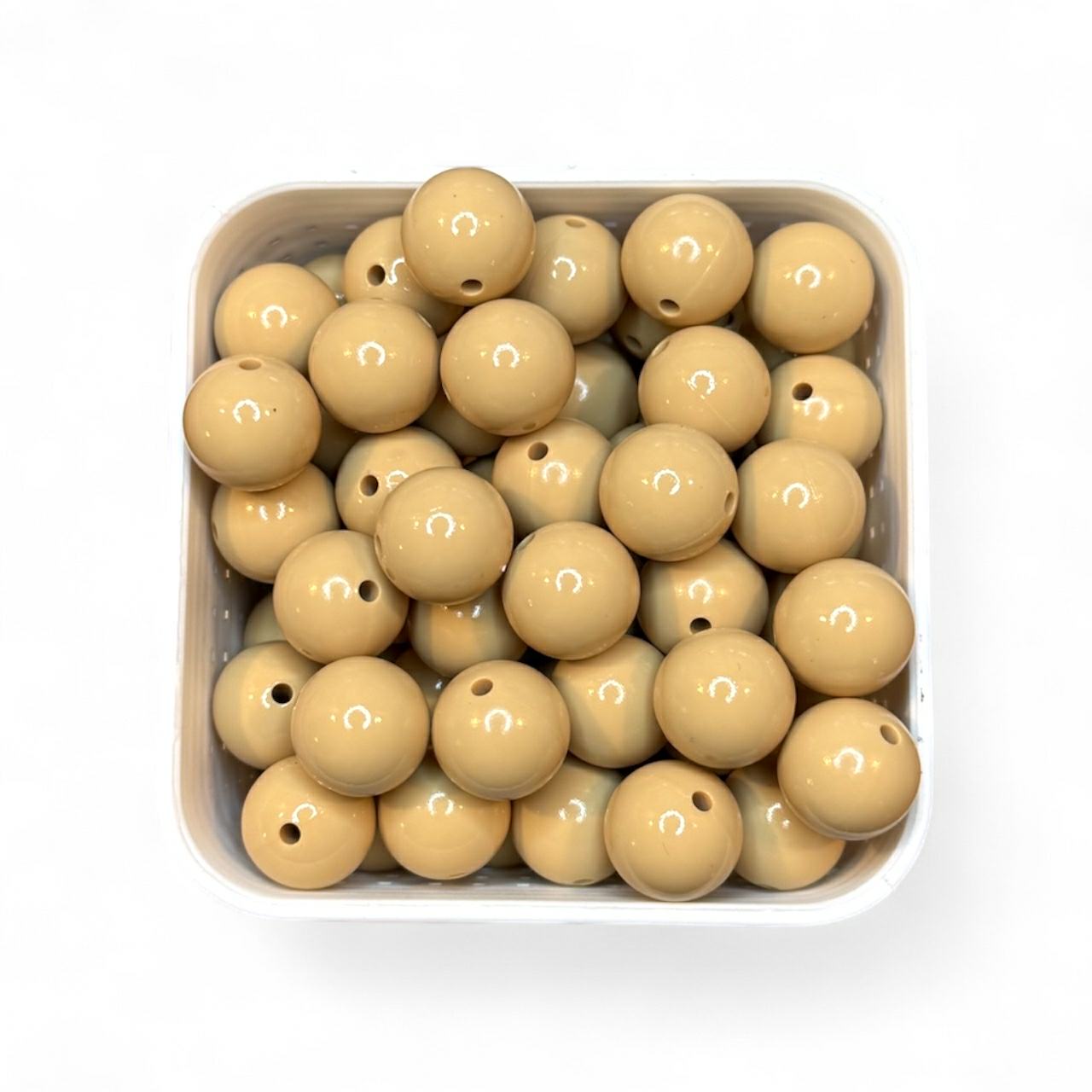 15mm Extra Glossy Opal Tan Silicone Bead (5 Pack)